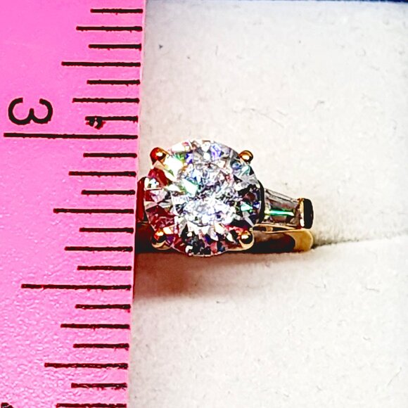 Moissanite engagement/promise ring in 14K YG over 925 Sterling 3.40 tcw sz 8 - Picture 2 of 6